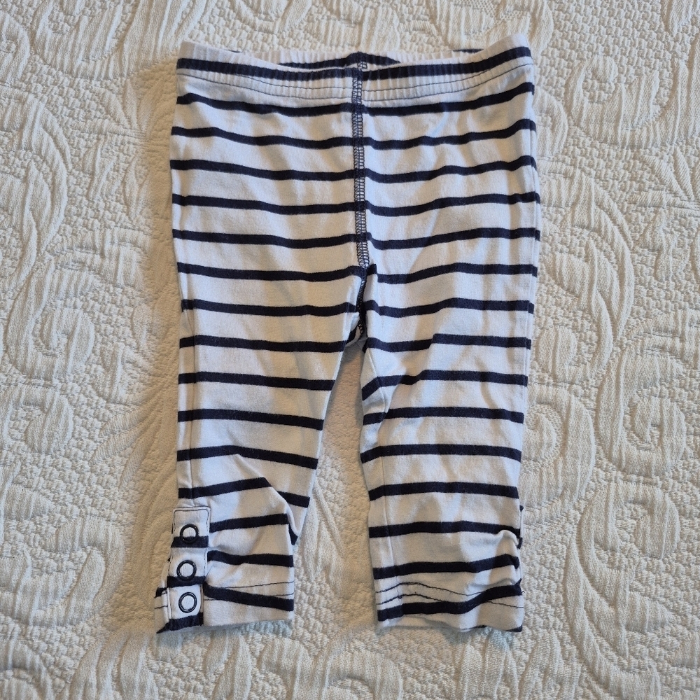 Hanna Andersson girls 70 or 6-12 months blue on white striped pants VGUC